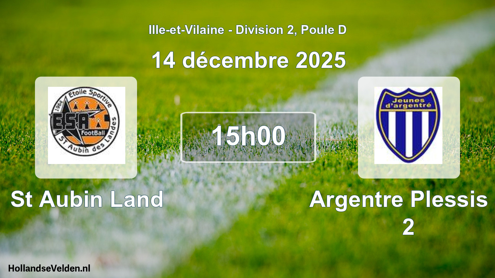 Geplande wedstrijd: St Aubin Land - Argentre Plessis J 2 (14 décembre 2025)