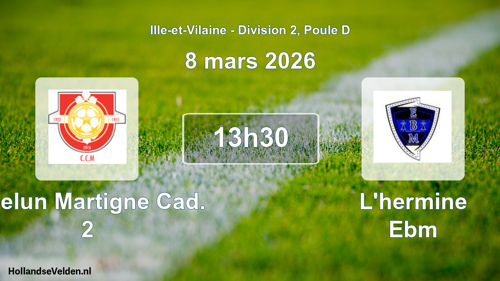 Geplande wedstrijd: Chelun Martigne Cad. 2 - L'hermine Ebm (8 mars 2026)