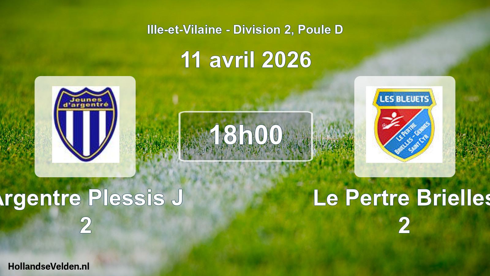 Geplande wedstrijd: Argentre Plessis J 2 - Le Pertre Brielles 2 (11 april 2026)