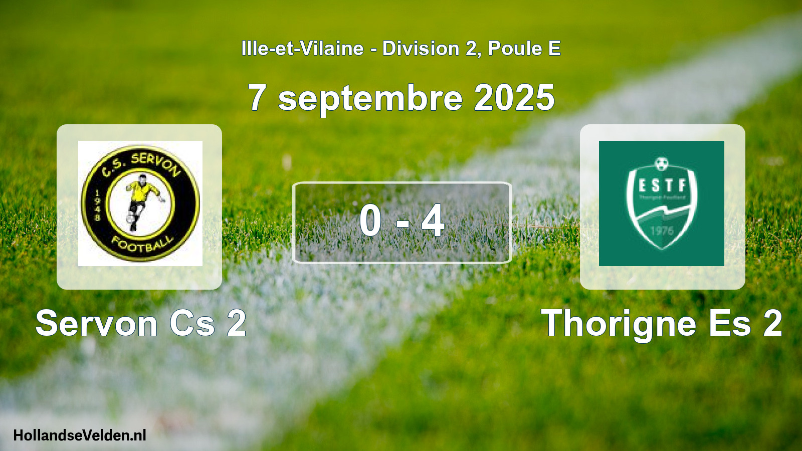 Gespeelde wedstrijd: Servon Cs 2 - Thorigne Es 2 0 - 4 (7 september 2025)