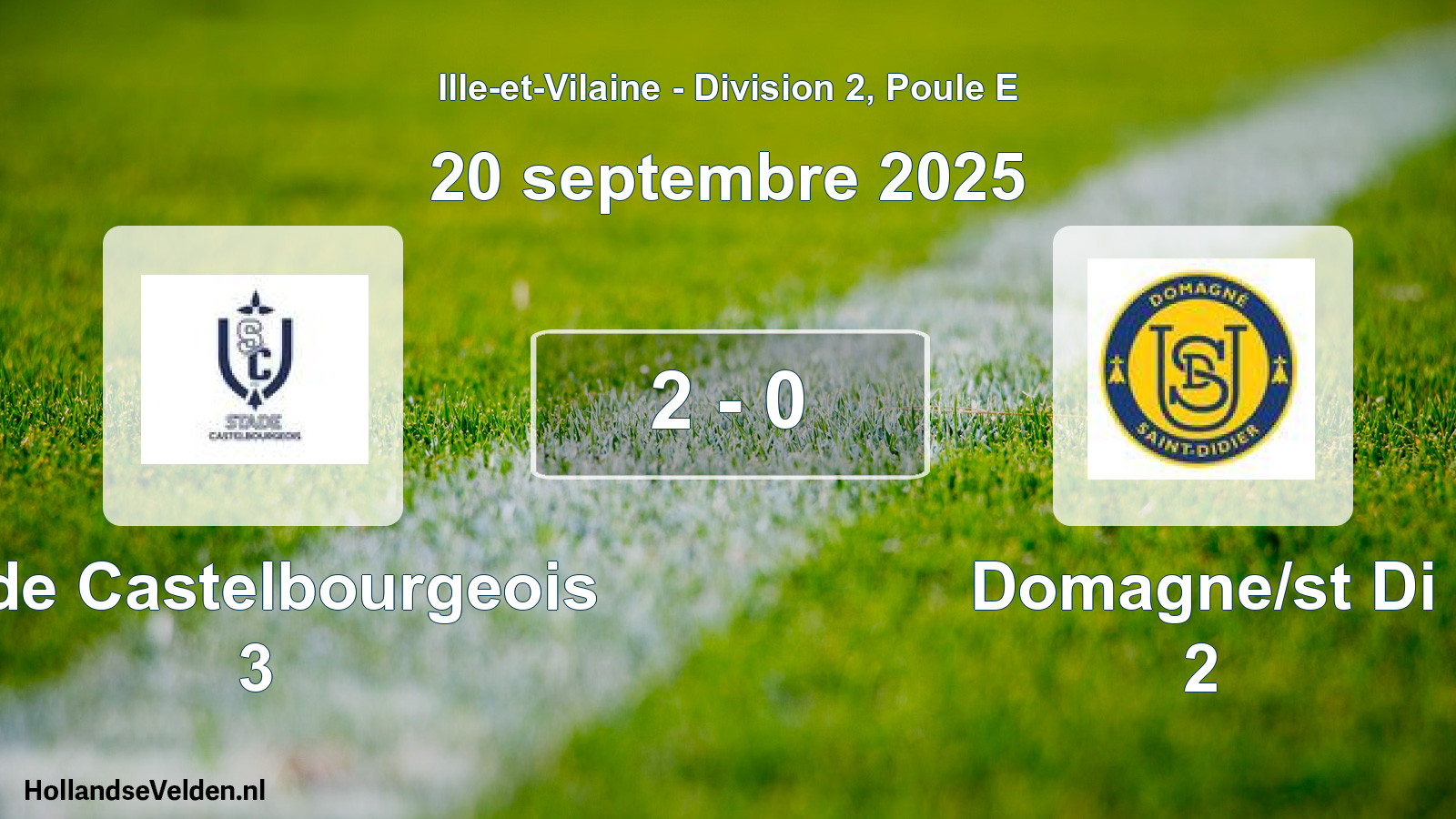 Gespeelde wedstrijd: Stde Castelbourgeois 3 - Domagne/st Di 2 2 - 0 (20 september 2025)