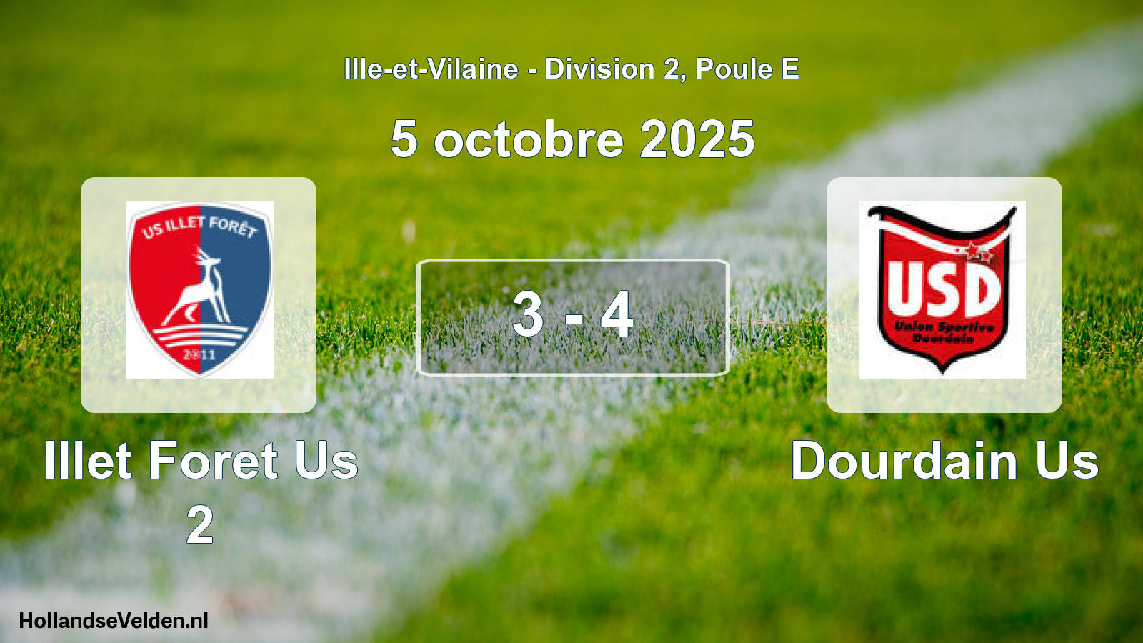 Gespeelde wedstrijd: Illet Foret Us 2 - Dourdain Us 3 - 4 (5 octobre 2025)