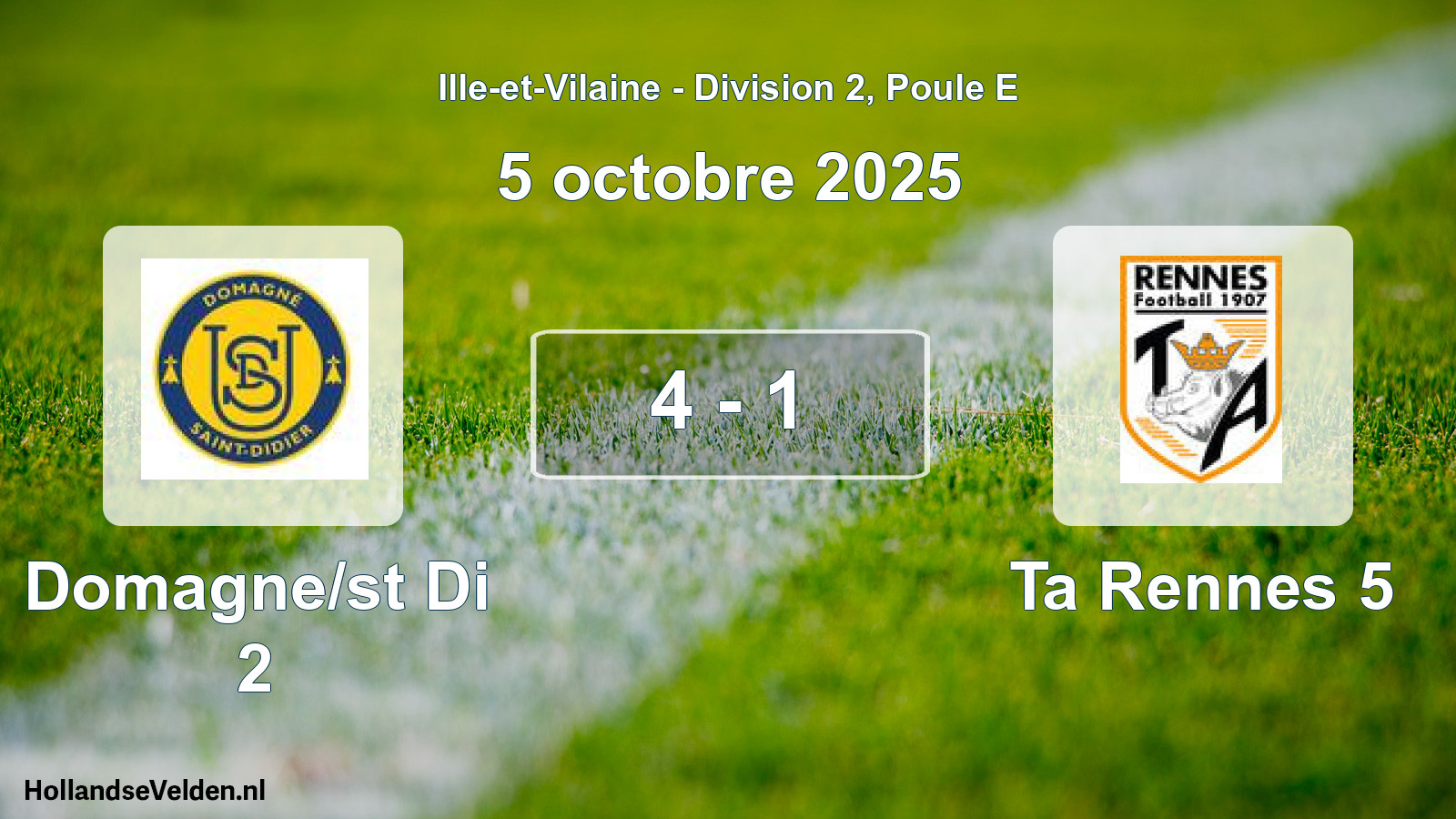 Gespeelde wedstrijd: Domagne/st Di 2 - Ta Rennes 5 4 - 1 (5 octobre 2025)