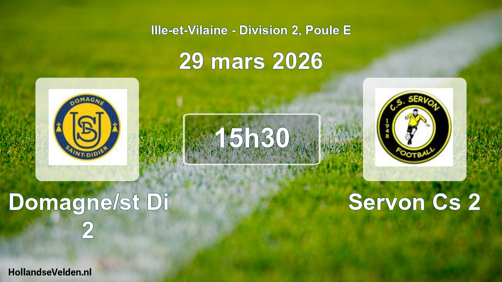 Geplande wedstrijd: Domagne/st Di 2 - Servon Cs 2 (29 mars 2026)