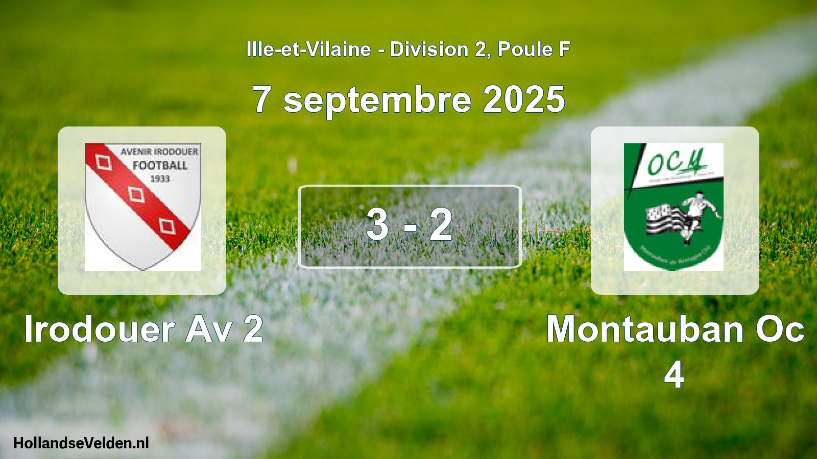 Gespeelde wedstrijd: Irodouer Av 2 - Montauban Oc 4 3 - 2 (7 september 2025)