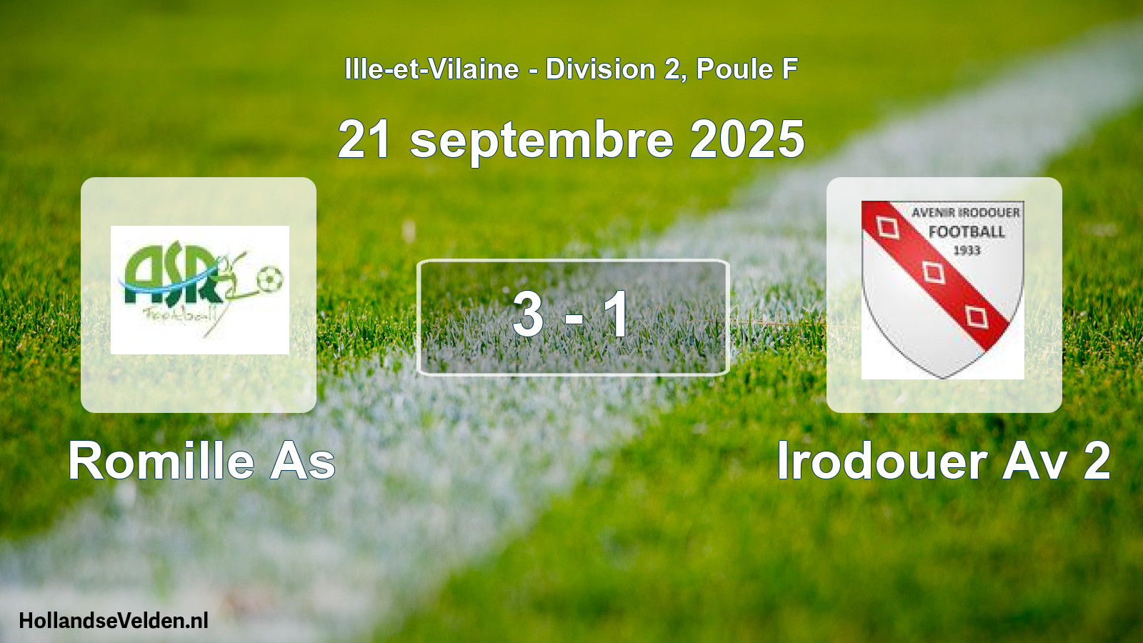 Total number of matches played: Romille As - Irodouer Av 2 3 - 1 (21 September 2025)