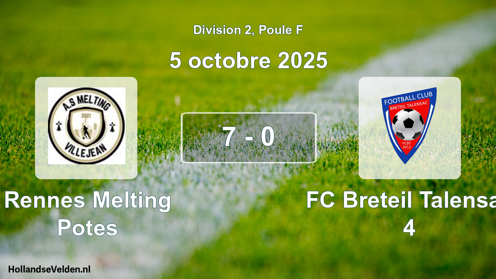 Gespeelde wedstrijd: Rennes Melting Potes - FC Breteil Talensac 4 7 - 0 (5 oktober 2025)