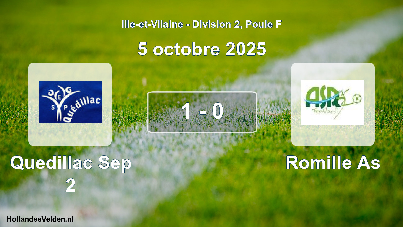 Gespeelde wedstrijd: Quedillac Sep 2 - Romille As 1 - 0 (5 oktober 2025)