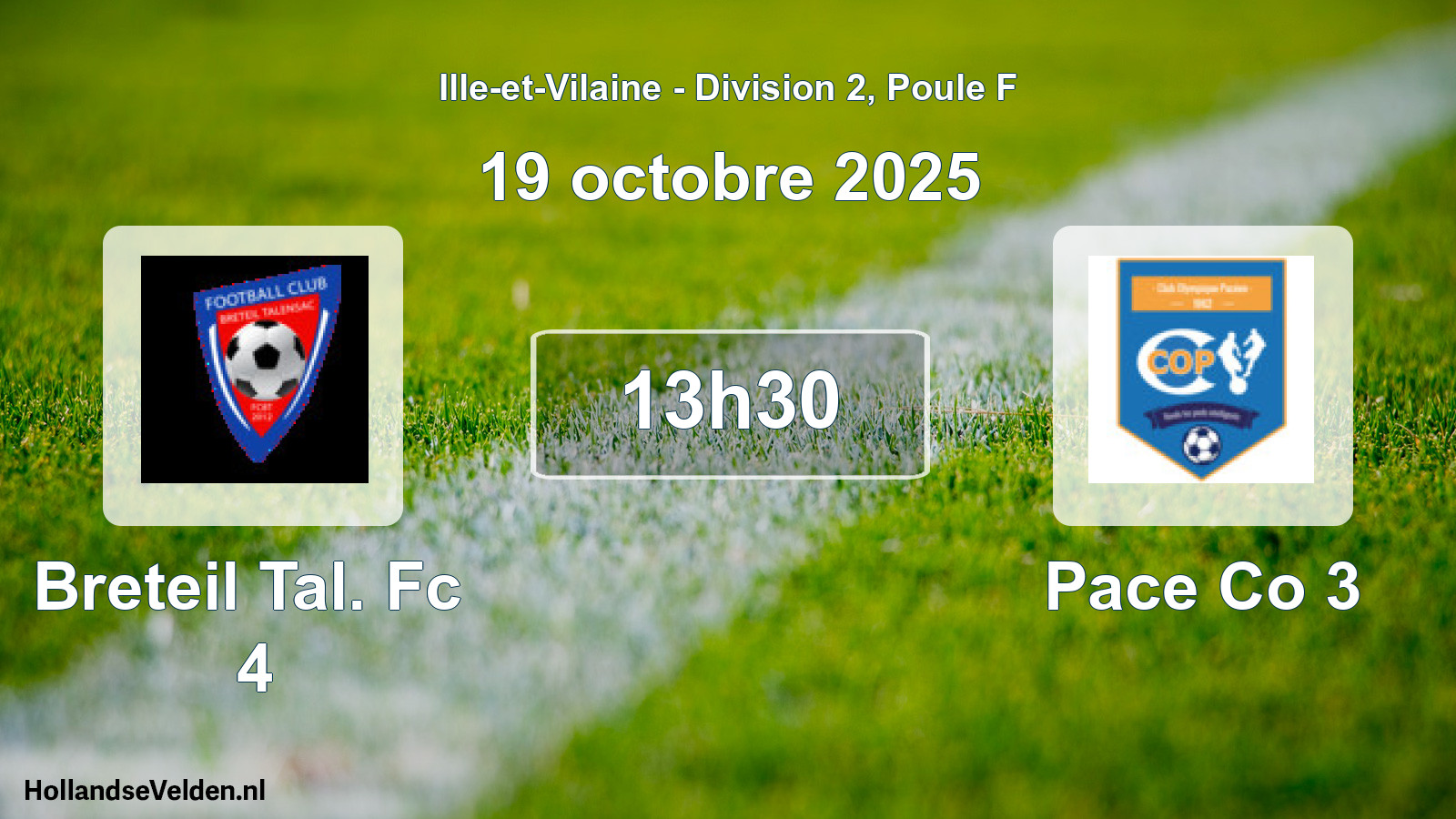Geplande wedstrijd: Breteil Tal. Fc 4 - Pace Co 3 (19 oktober 2025)