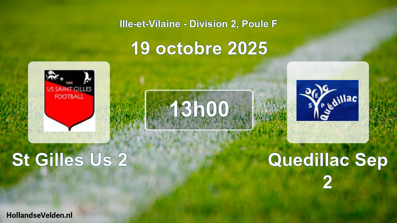 Geplande wedstrijd: St Gilles Us 2 - Quedillac Sep 2 (19 oktober 2025)