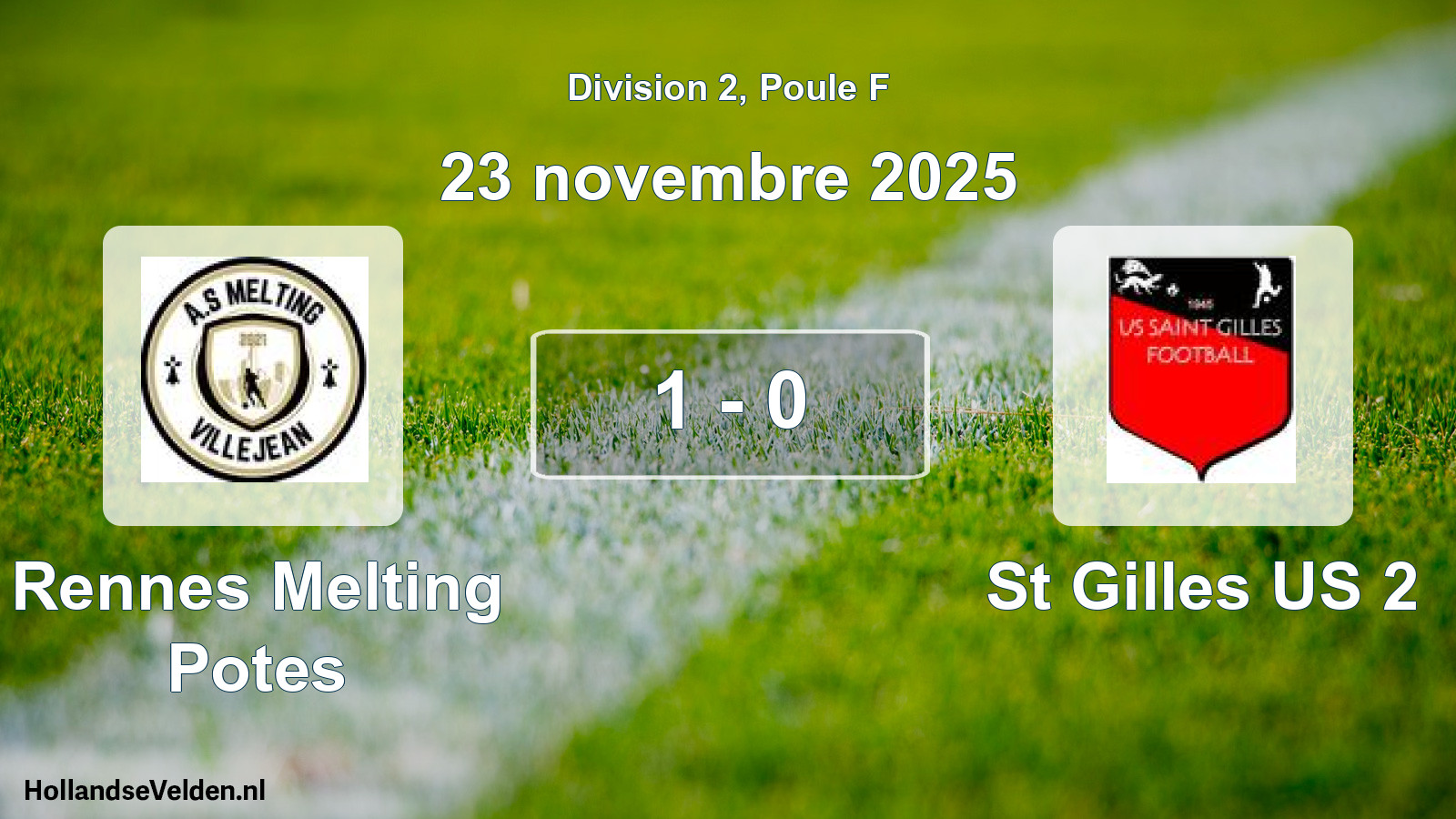 Gespeelde wedstrijd: Rennes Melting Potes - St Gilles US 2 1 - 0 (23 november 2025)
