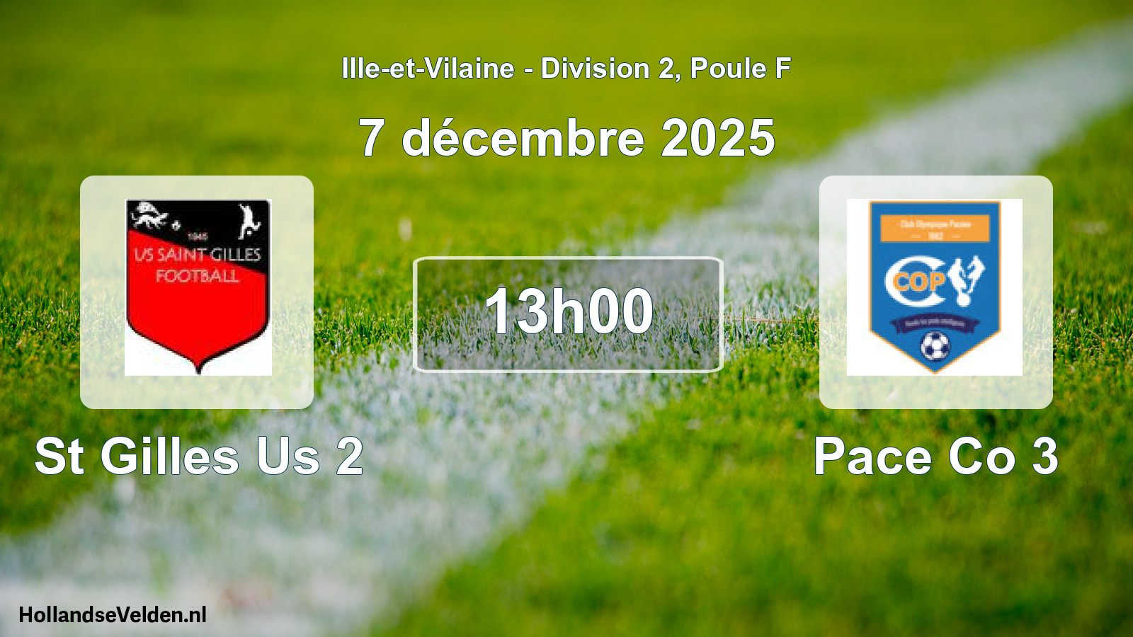 Geplande wedstrijd: St Gilles Us 2 - Pace Co 3 (7 décembre 2025)