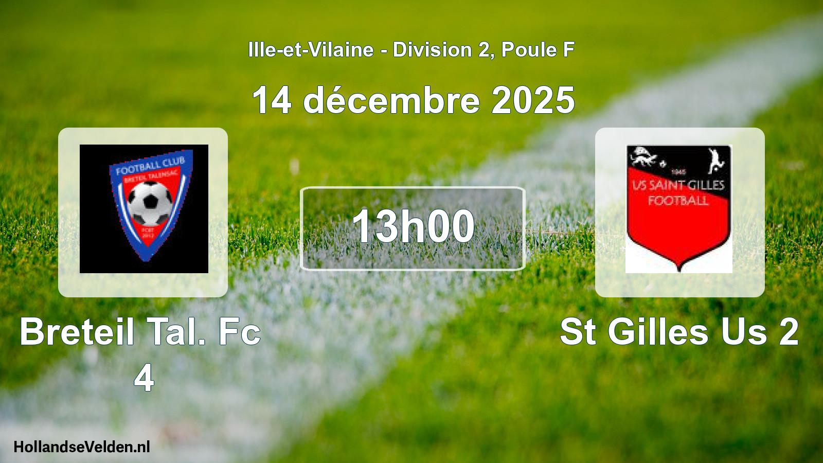 Scheduled Match: Breteil Tal. Fc 4 - St Gilles Us 2 (14 December 2025)