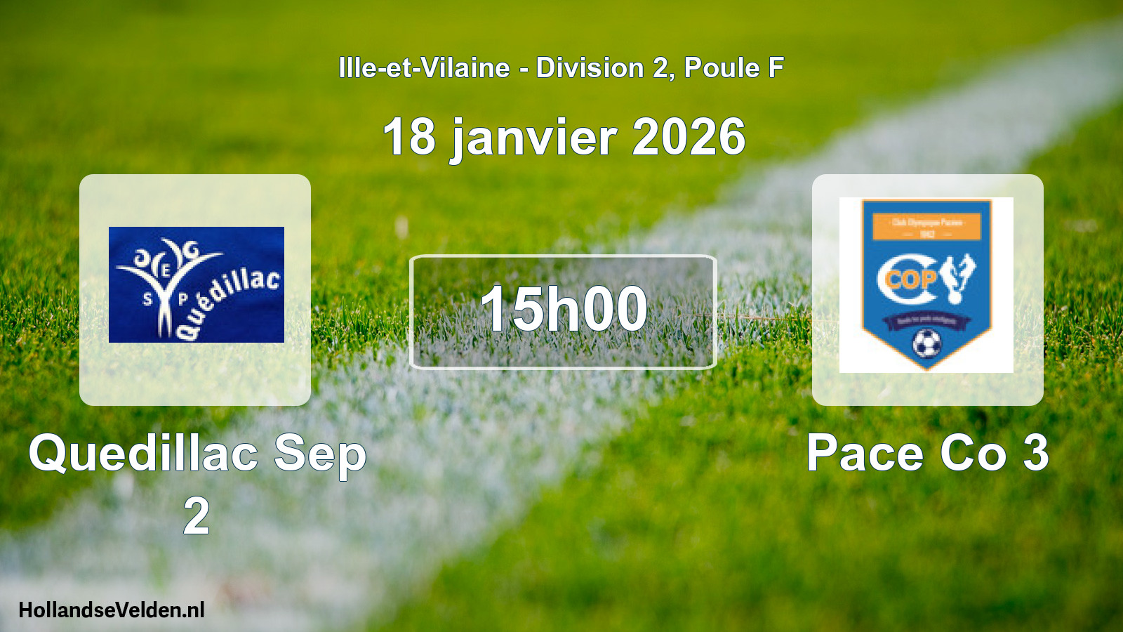 Scheduled Match: Quedillac Sep 2 - Pace Co 3 (18 January 2026)