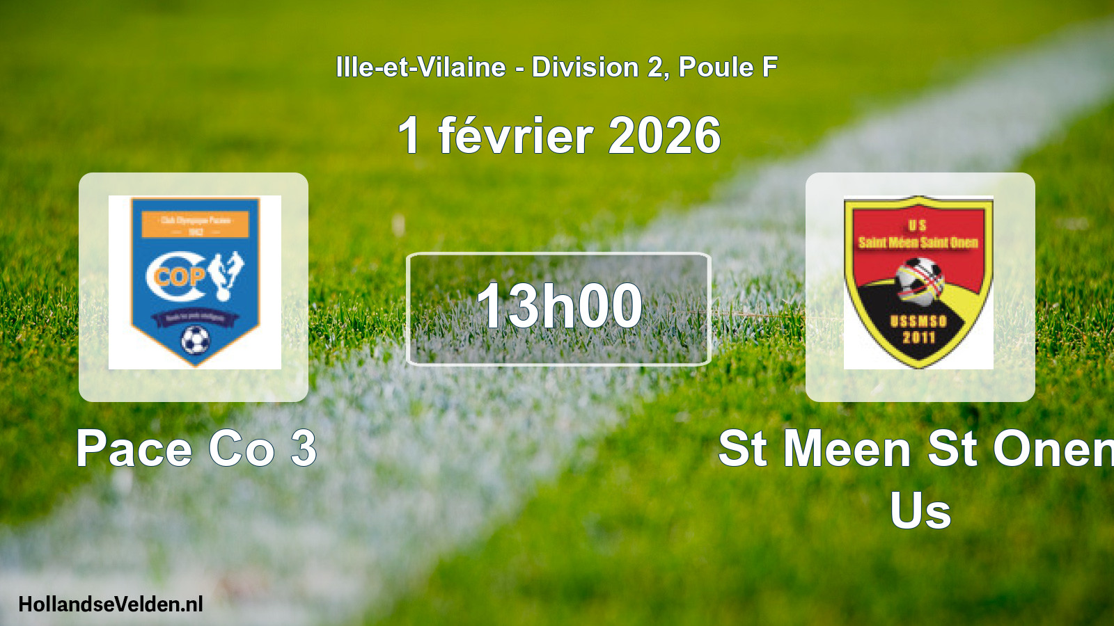 Scheduled Match: Pace Co 3 - St Meen St Onen Us (1 February 2026)