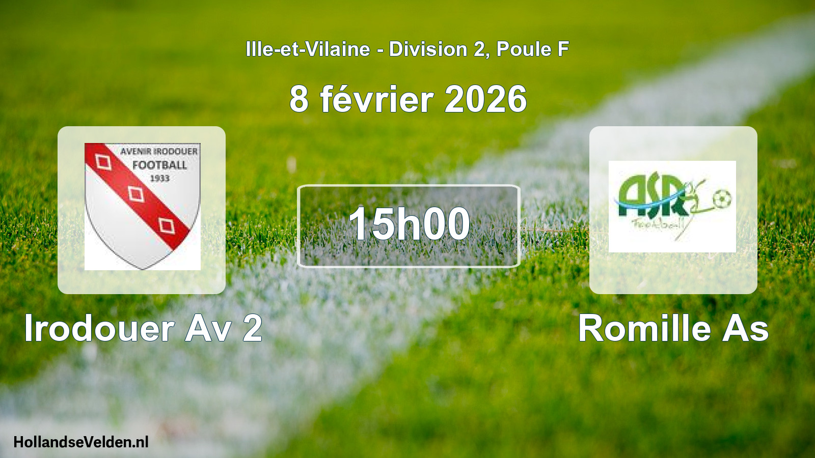 Geplande wedstrijd: Irodouer Av 2 - Romille As (8 februari 2026)