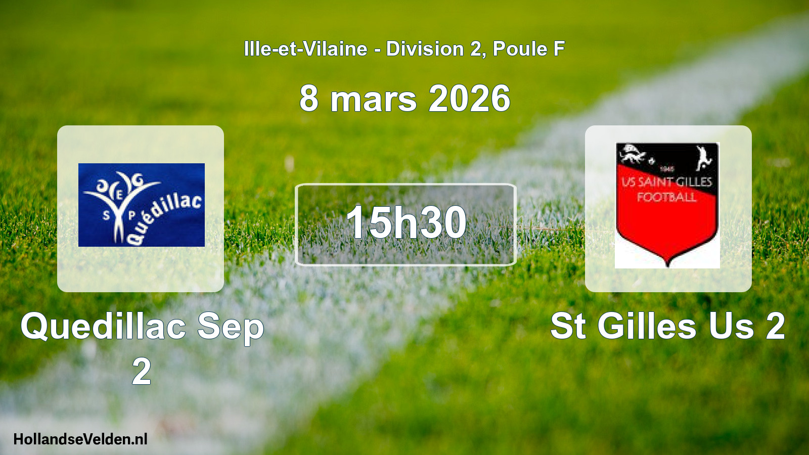 Geplande wedstrijd: Quedillac Sep 2 - St Gilles Us 2 (8 mars 2026)