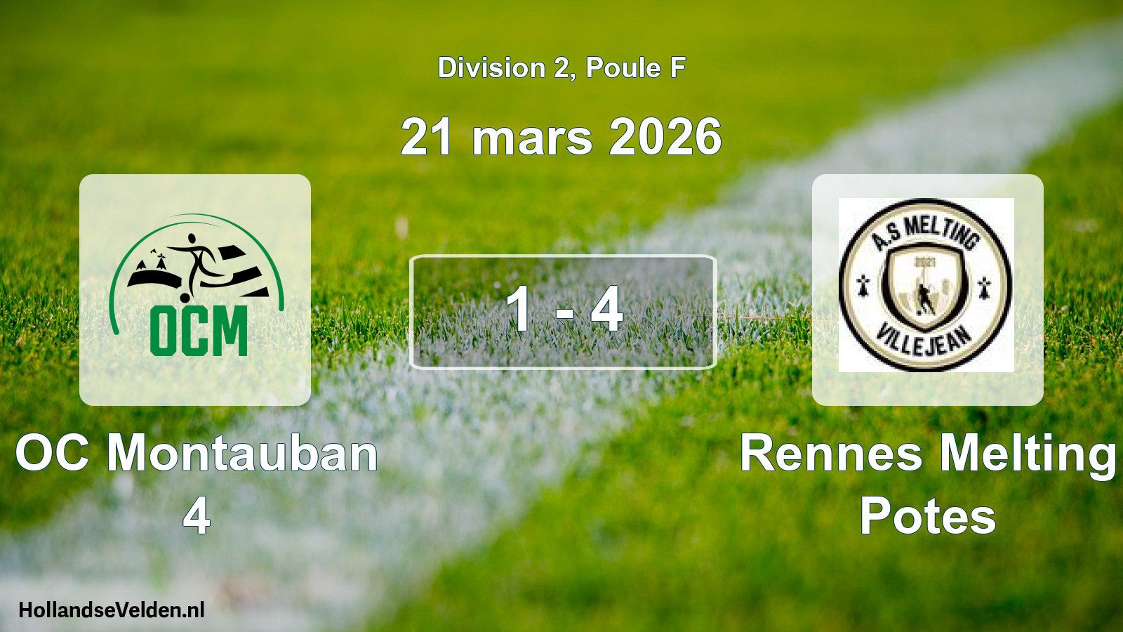 Gespeelde wedstrijd: OC Montauban 4 - Rennes Melting Potes 1 - 4 (21 maart 2026)