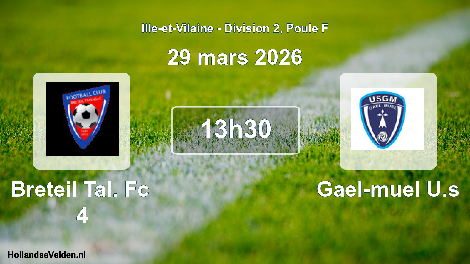 Geplande wedstrijd: Breteil Tal. Fc 4 - Gael-muel U.s (29 maart 2026)