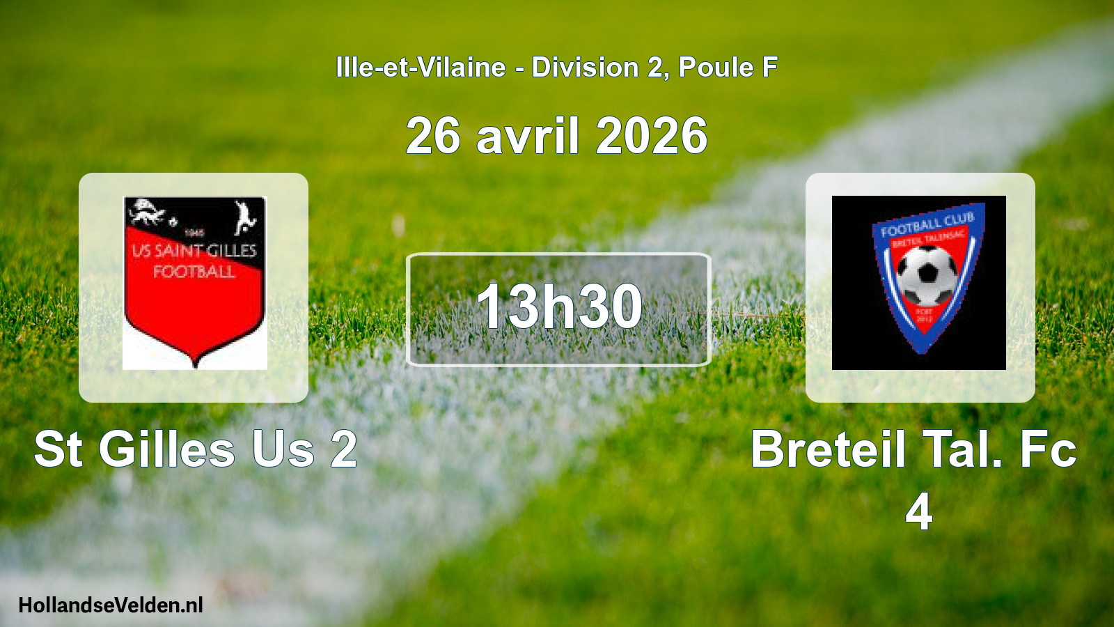 Geplande wedstrijd: St Gilles Us 2 - Breteil Tal. Fc 4 (26 april 2026)