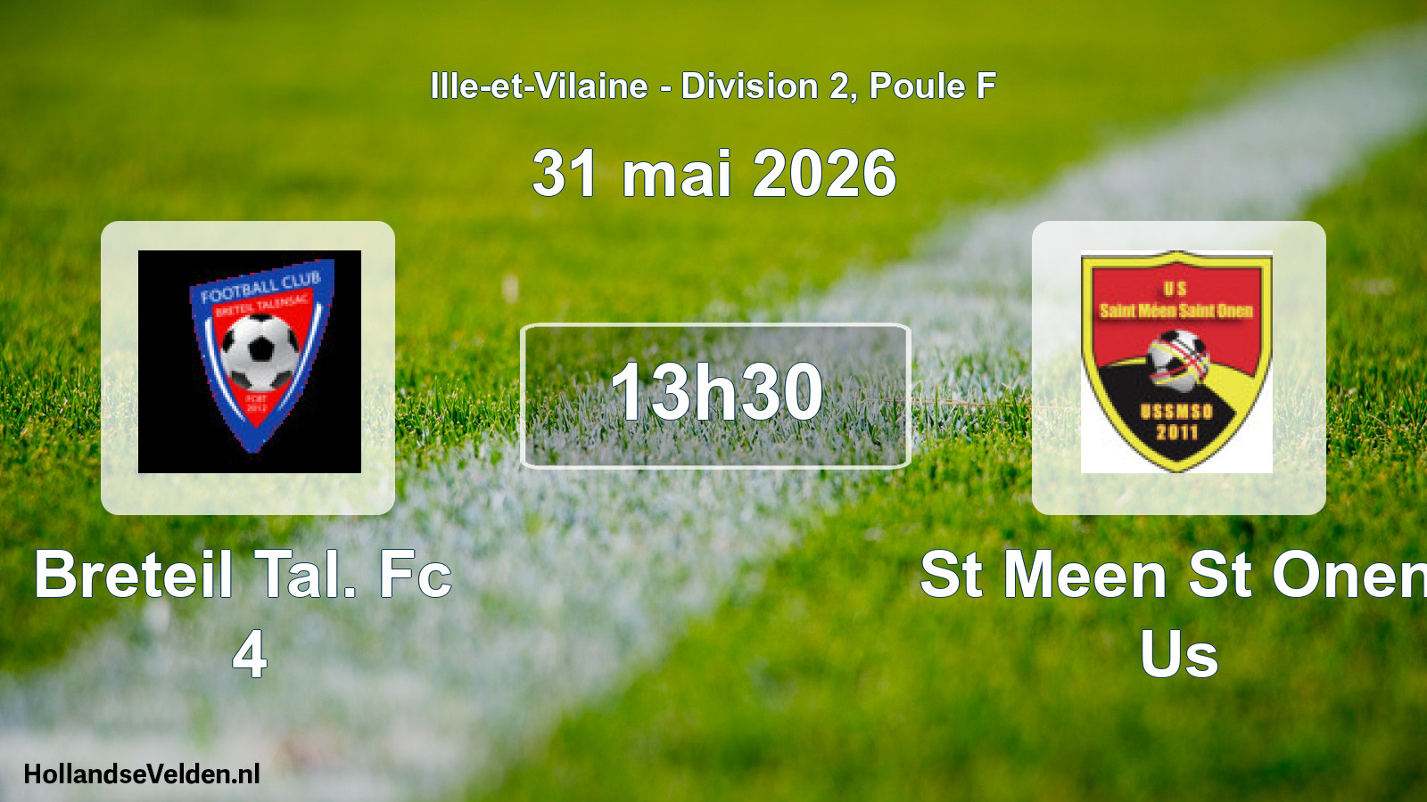 Geplande wedstrijd: Breteil Tal. Fc 4 - St Meen St Onen Us (31 mei 2026)
