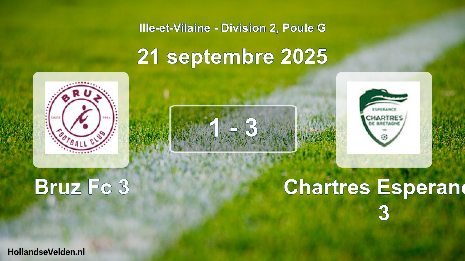 Gespeelde wedstrijd: Bruz Fc 3 - Chartres Esperance 3 1 - 3 (21 septembre 2025)