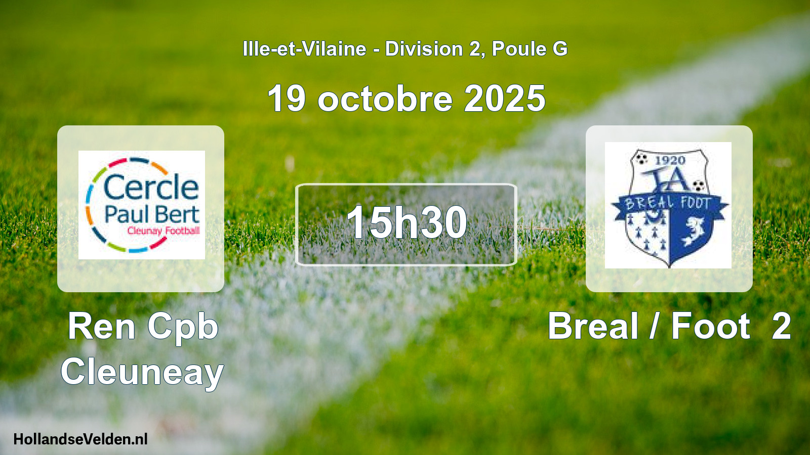 Geplande wedstrijd: Ren Cpb Cleuneay - Breal / Foot 2 (19 octobre 2025)