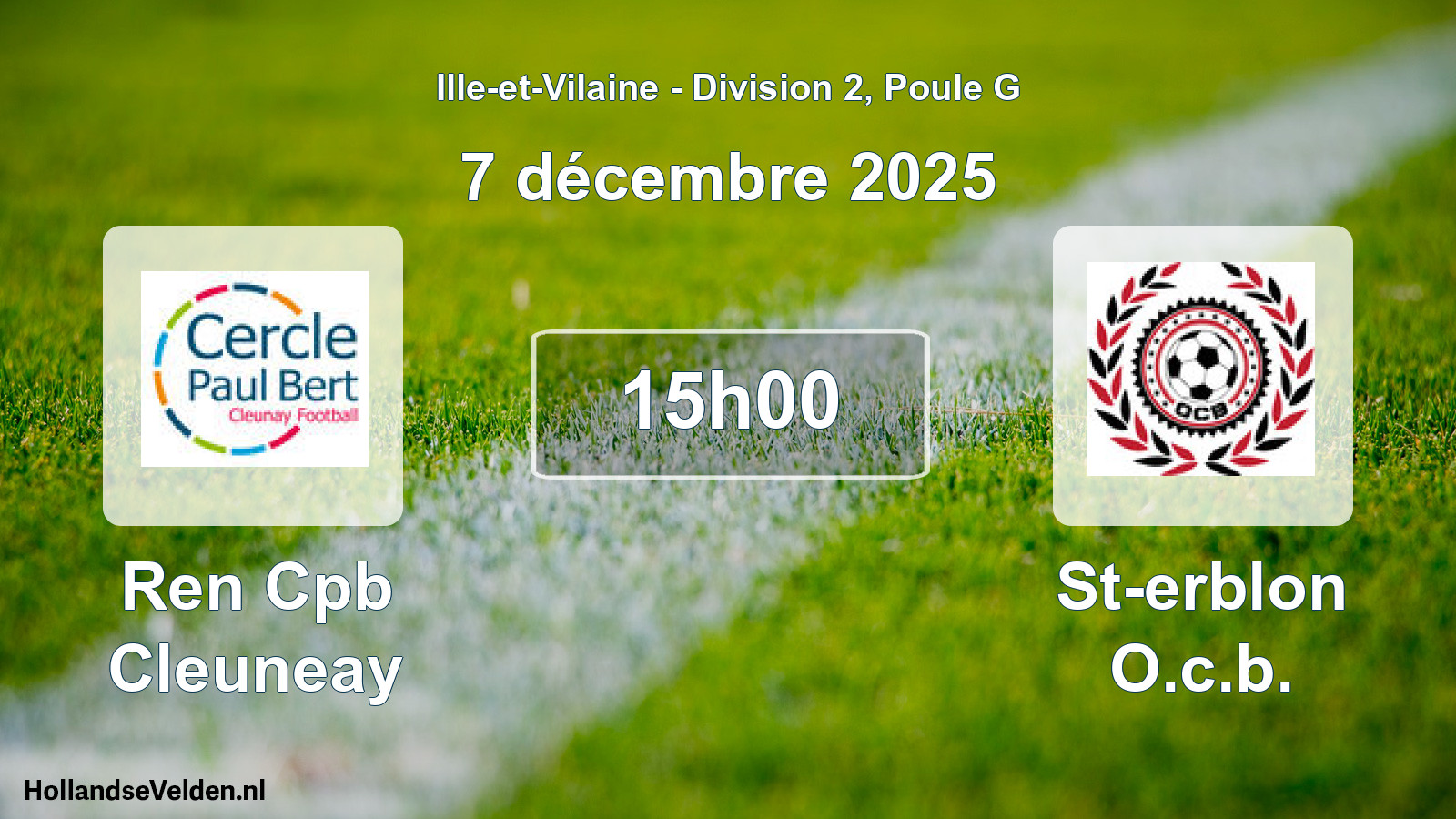 Geplande wedstrijd: Ren Cpb Cleuneay - St-erblon O.c.b. (7 december 2025)