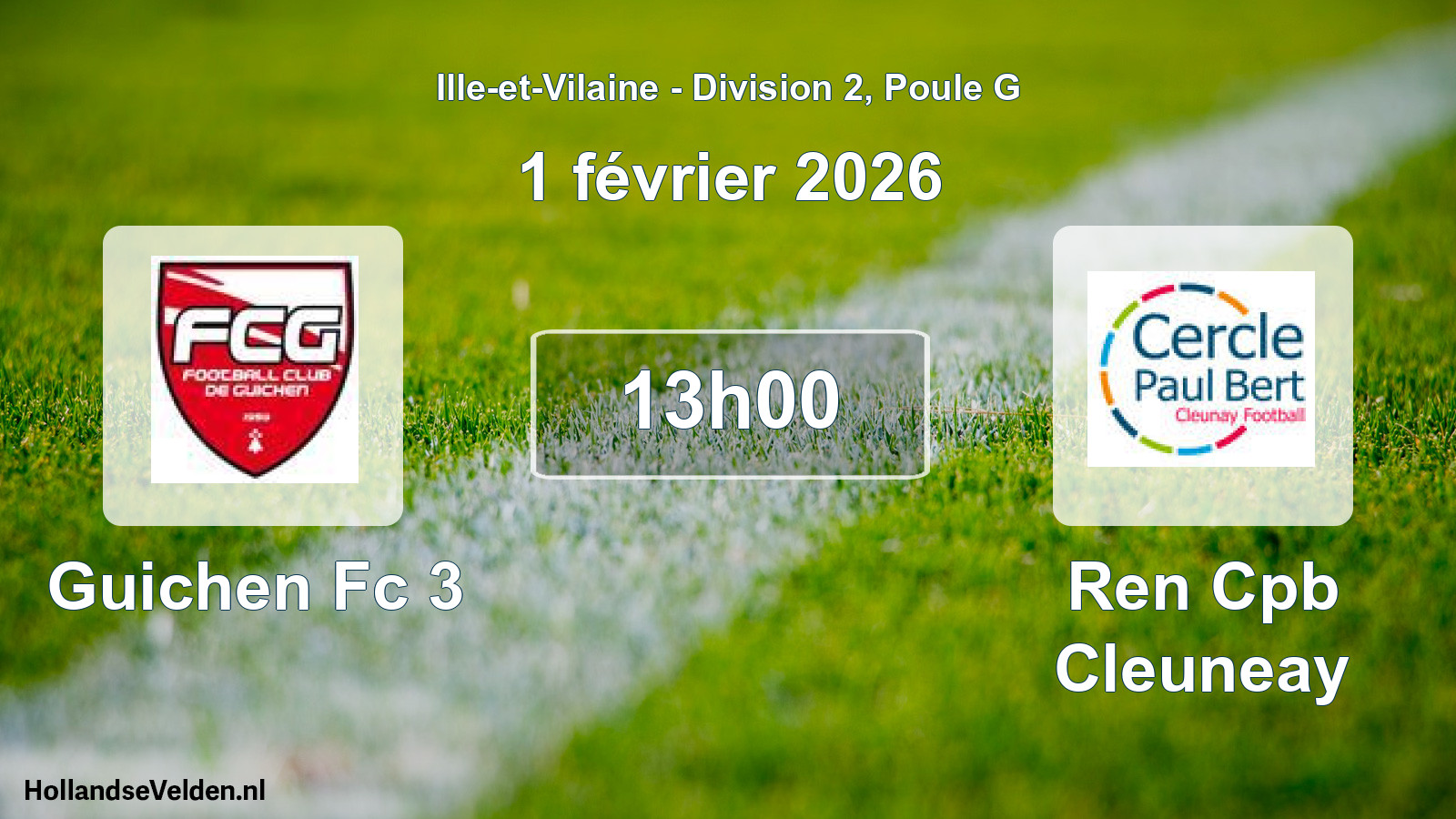Scheduled Match: Guichen Fc 3 - Ren Cpb Cleuneay (1 February 2026)
