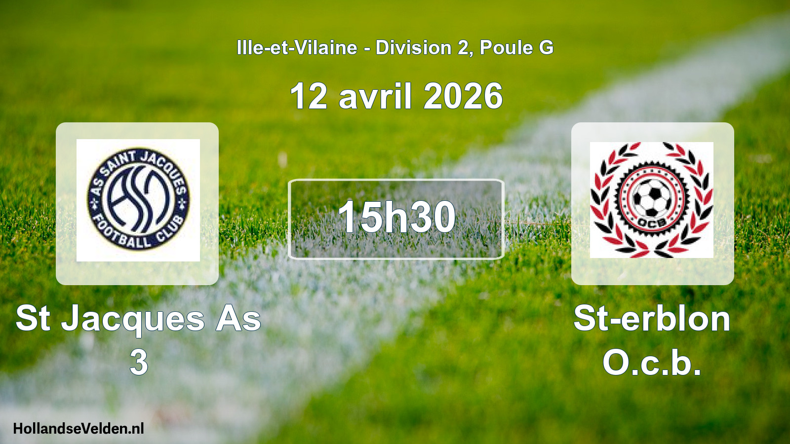 Geplande wedstrijd: St Jacques As 3 - St-erblon O.c.b. (12 april 2026)