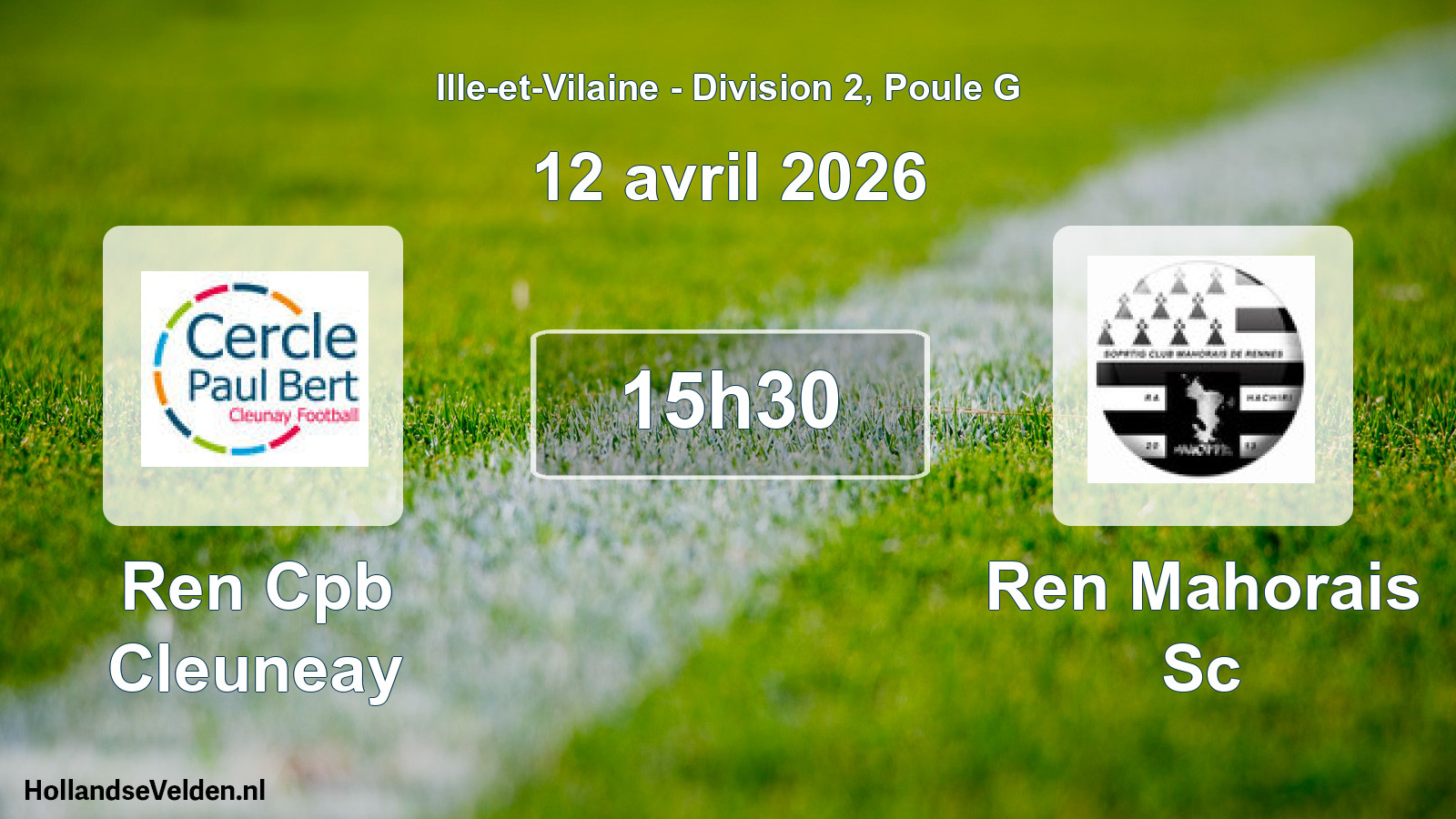 Geplande wedstrijd: Ren Cpb Cleuneay - Ren Mahorais Sc (12 avril 2026)