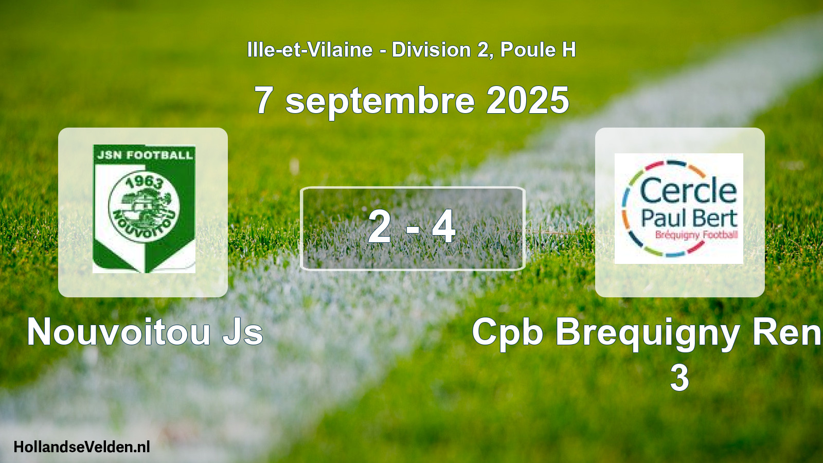 Gespeelde wedstrijd: Nouvoitou Js - Cpb Brequigny Rennes 3 2 - 4 (7 septembre 2025)