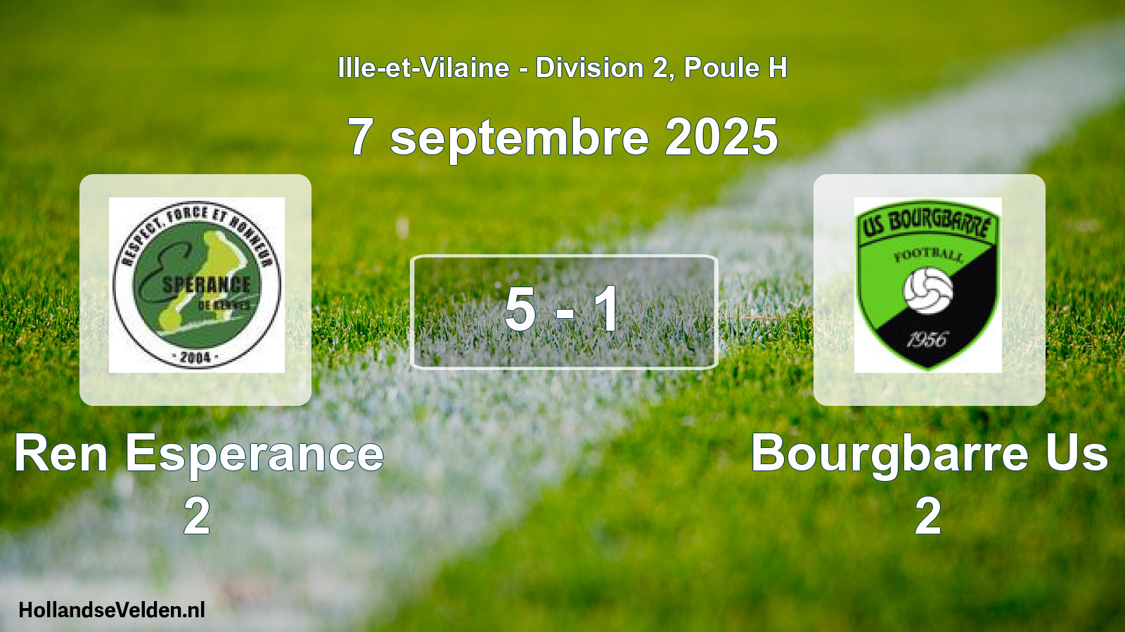 Gespeelde wedstrijd: Ren Esperance 2 - Bourgbarre Us 2 5 - 1 (7 septembre 2025)