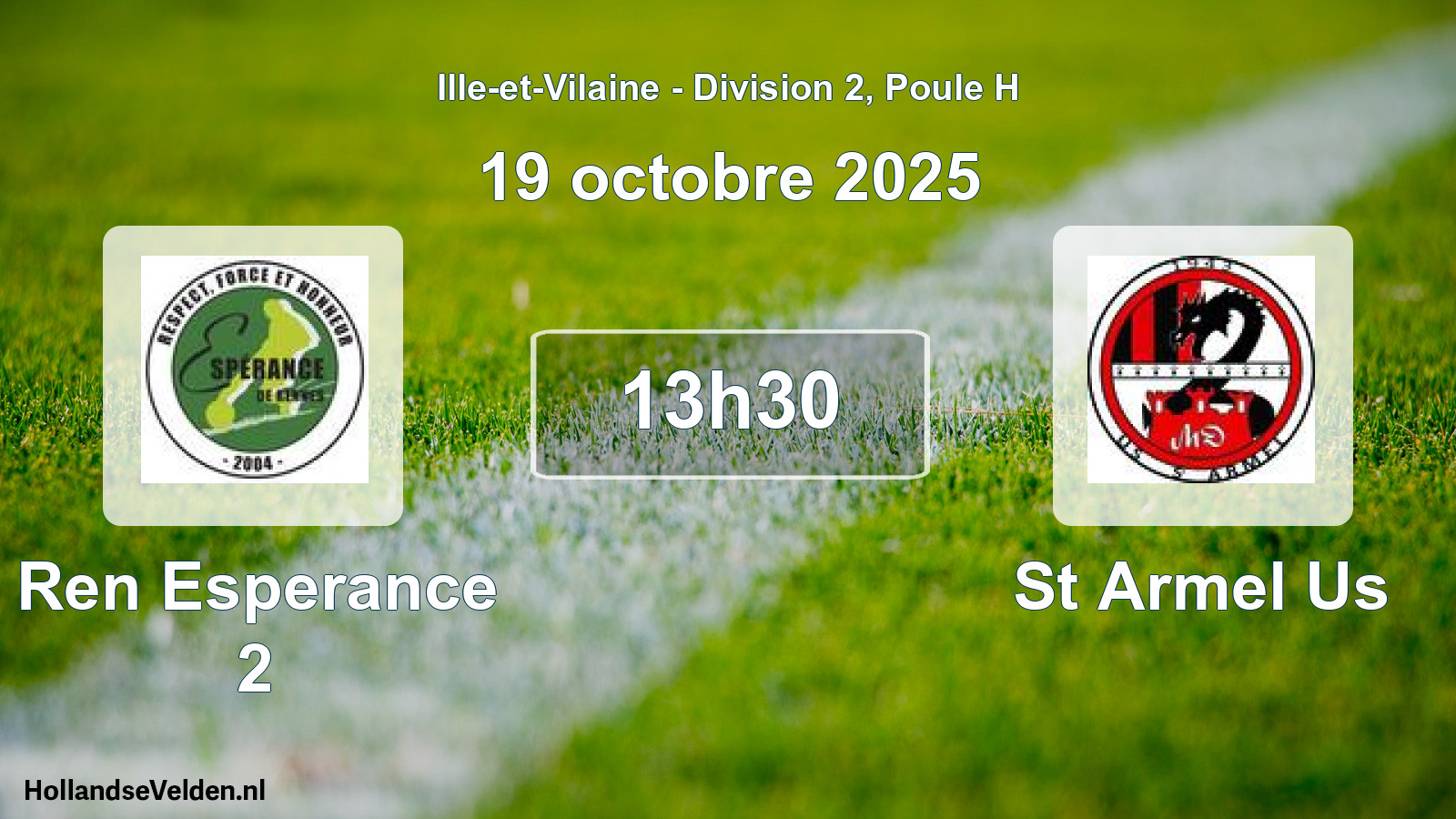 Geplande wedstrijd: Ren Esperance 2 - St Armel Us (19 octobre 2025)