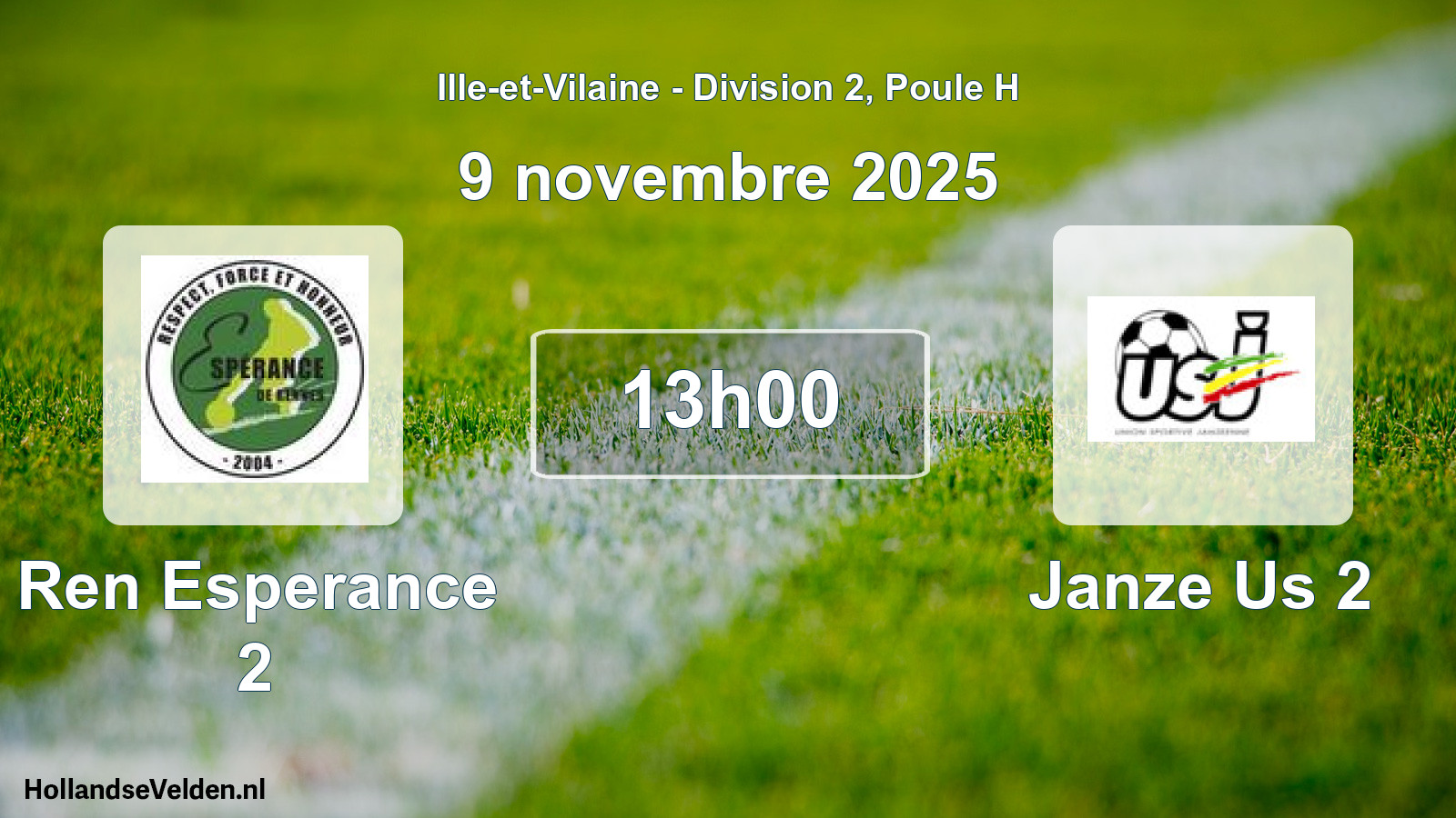 Geplande wedstrijd: Ren Esperance 2 - Janze Us 2 (9 november 2025)