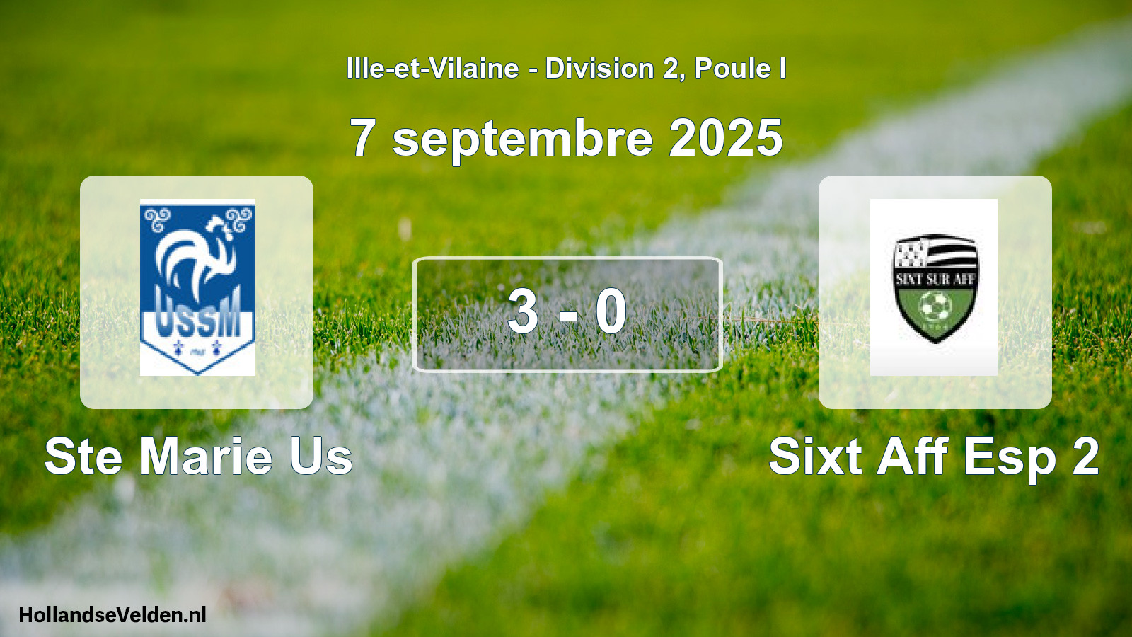 Gespeelde wedstrijd: Ste Marie Us - Sixt Aff Esp 2 3 - 0 (7 september 2025)