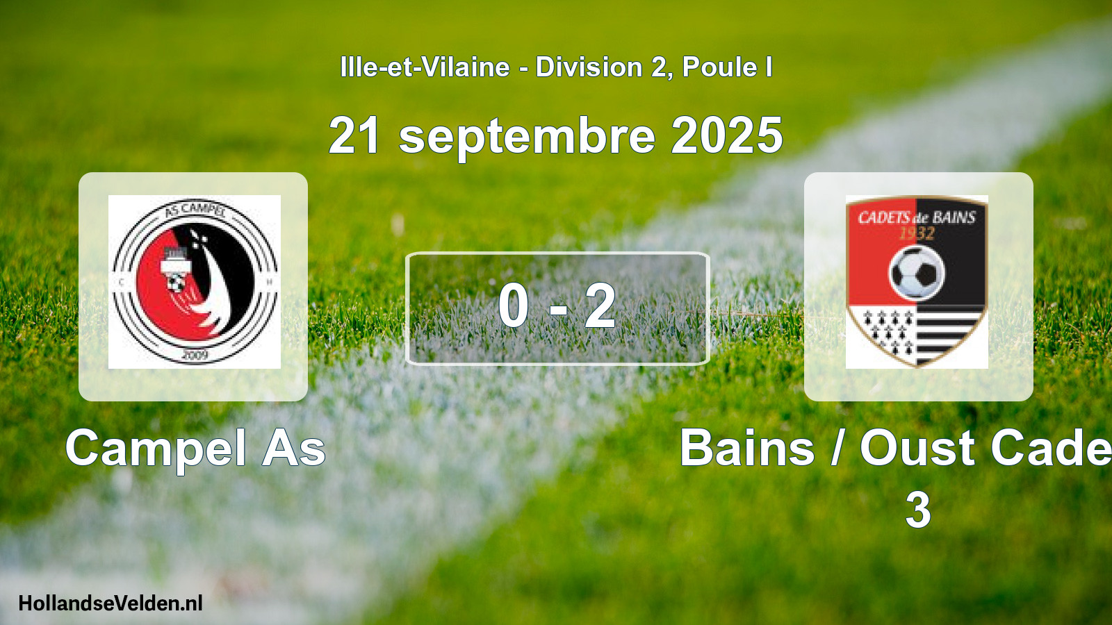 Total number of matches played: Campel As - Bains / Oust Cadets 3 0 - 2 (21 September 2025)
