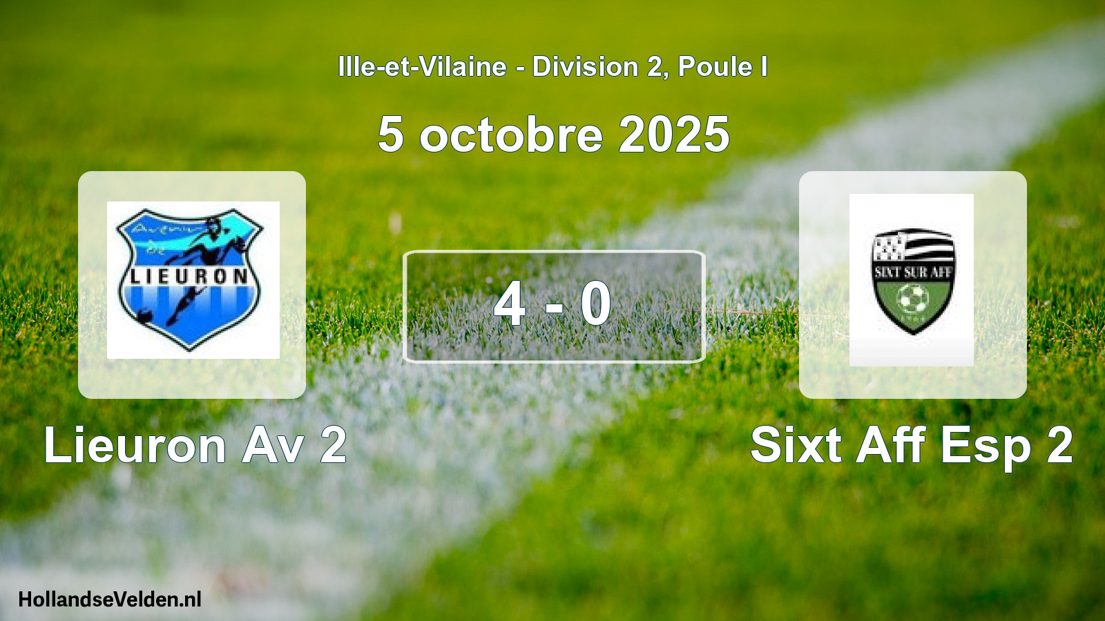 Gespeelde wedstrijd: Lieuron Av 2 - Sixt Aff Esp 2 4 - 0 (5 octobre 2025)