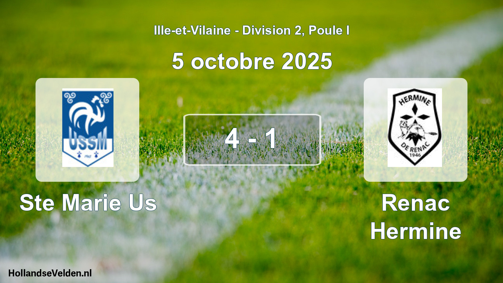 Gespeelde wedstrijd: Ste Marie Us - Renac Hermine 4 - 1 (5 octobre 2025)