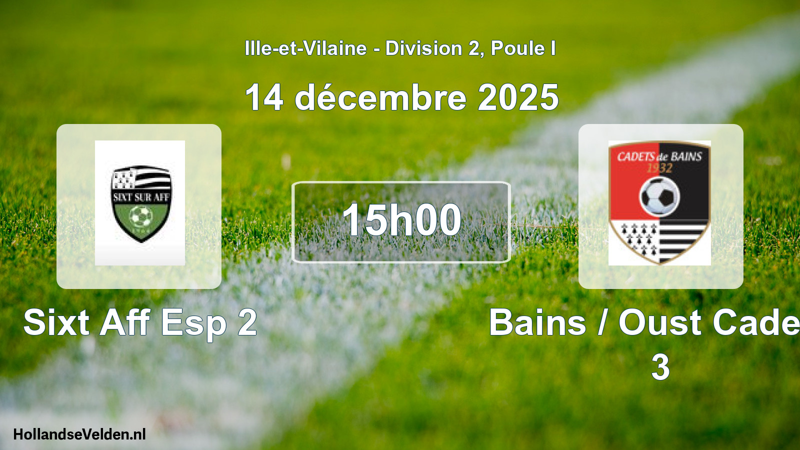 Scheduled Match: Sixt Aff Esp 2 - Bains / Oust Cadets 3 (14 December 2025)