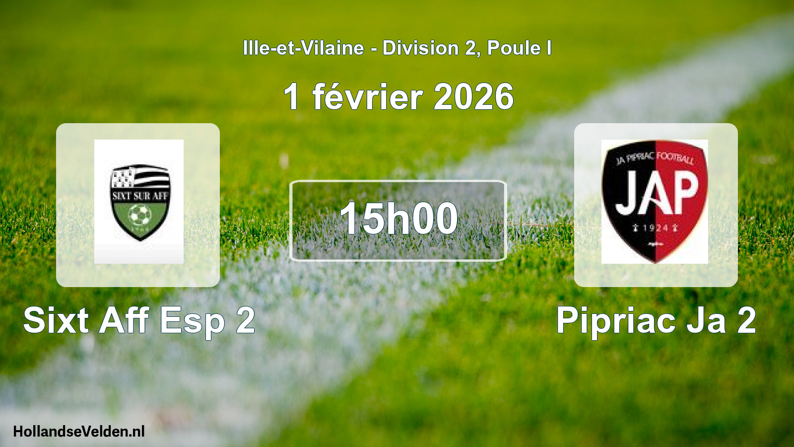 Geplande wedstrijd: Sixt Aff Esp 2 - Pipriac Ja 2 (1 février 2026)