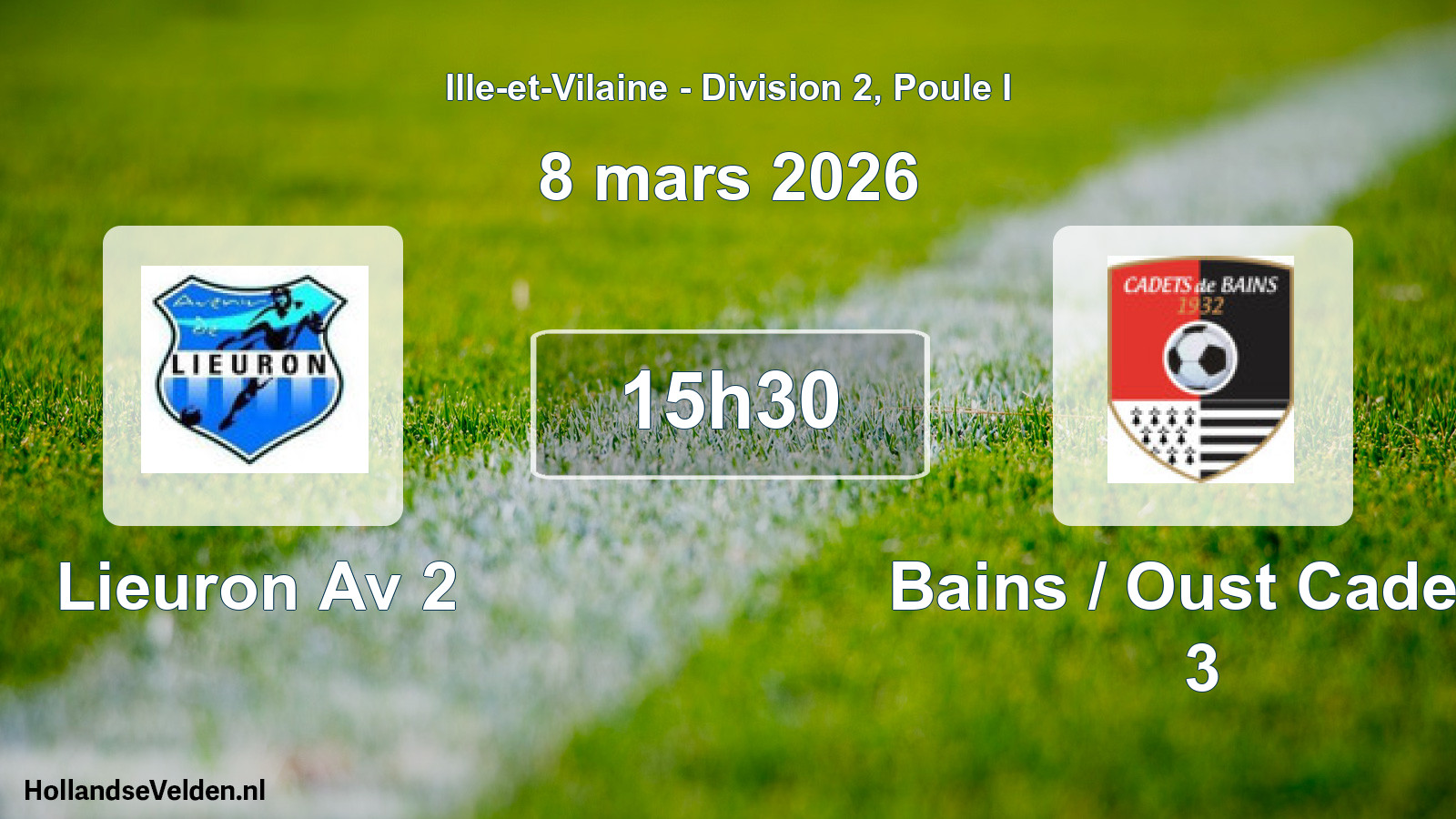 Geplande wedstrijd: Lieuron Av 2 - Bains / Oust Cadets 3 (8 maart 2026)