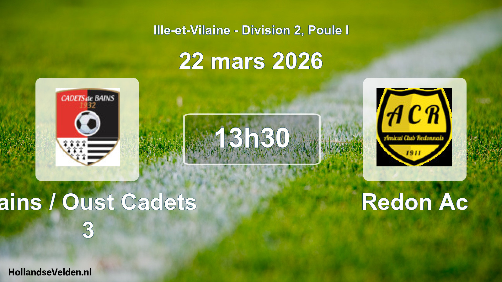 Geplande wedstrijd: Bains / Oust Cadets 3 - Redon Ac (22 maart 2026)