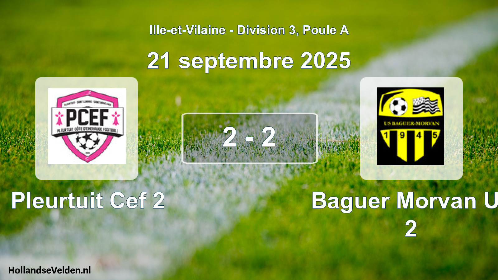 Gespeelde wedstrijd: Pleurtuit Cef 2 - Baguer Morvan Us 2 2 - 2 (21 septembre 2025)