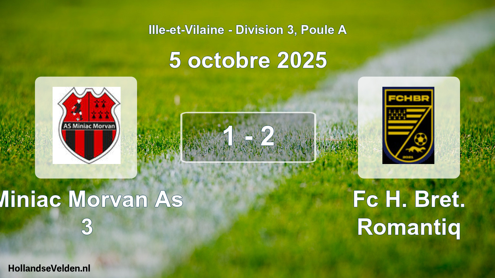 Total number of matches played: Miniac Morvan As 3 - Fc H. Bret. Romantiq 1 - 2 (5 October 2025)