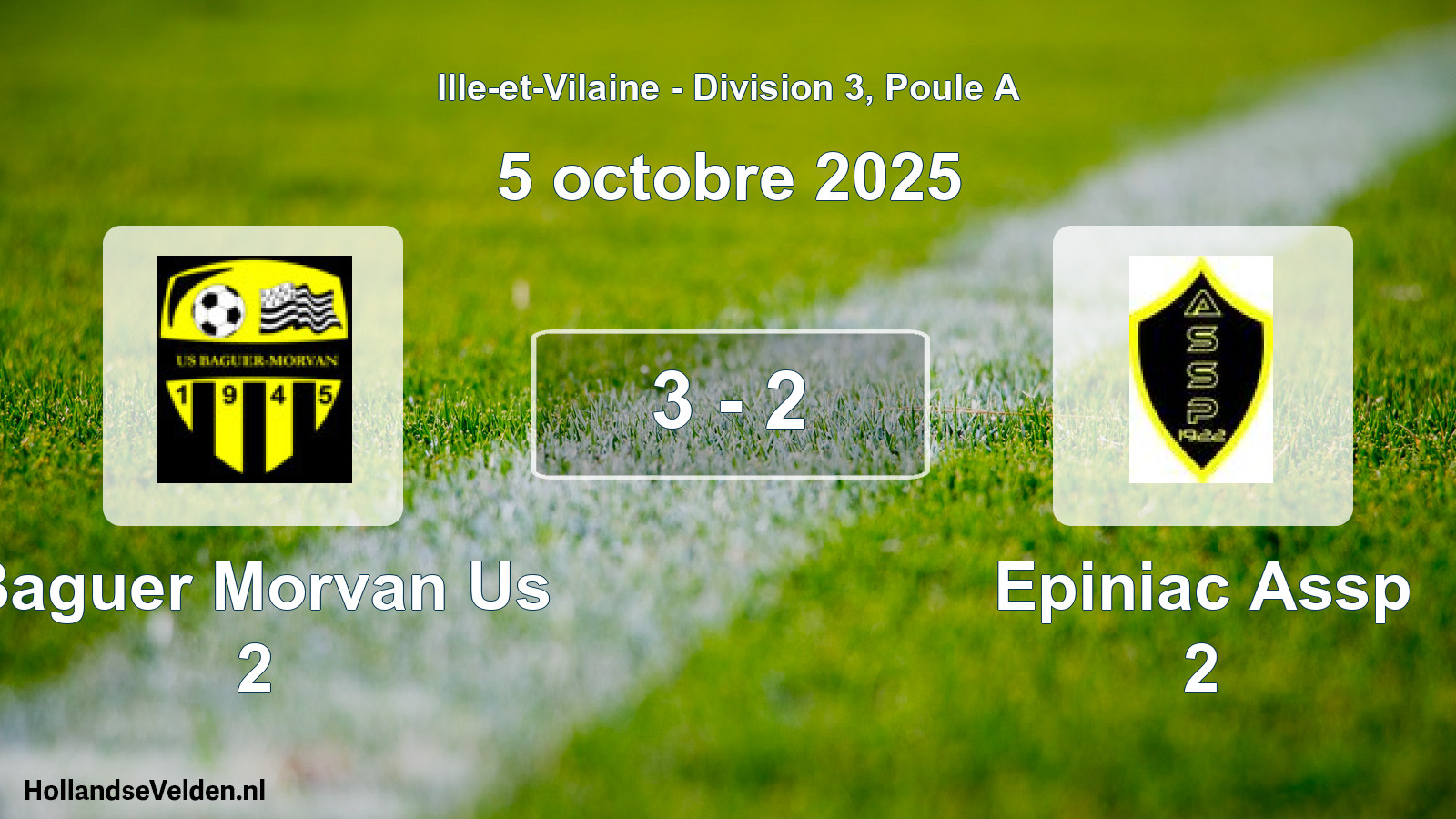 Gespeelde wedstrijd: Baguer Morvan Us 2 - Epiniac Assp 2 3 - 2 (5 octobre 2025)