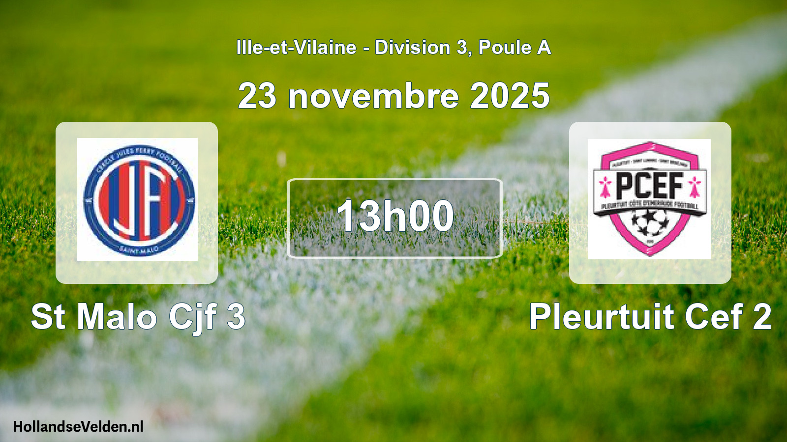 Geplande wedstrijd: St Malo Cjf 3 - Pleurtuit Cef 2 (23 novembre 2025)