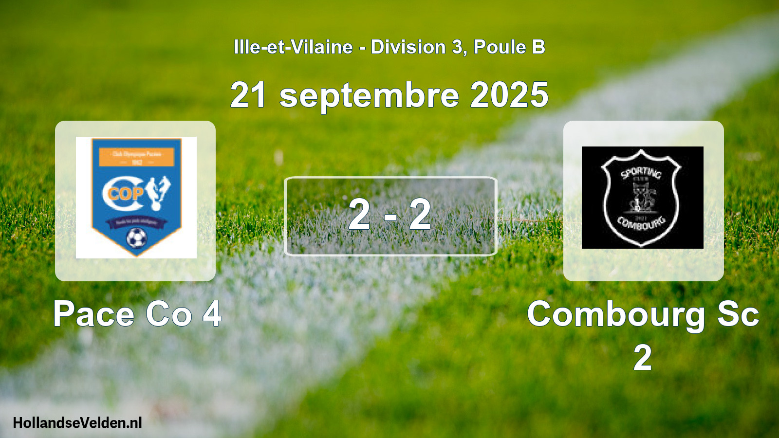 Total number of matches played: Pace Co 4 - Combourg Sc 2 2 - 2 (21 September 2025)