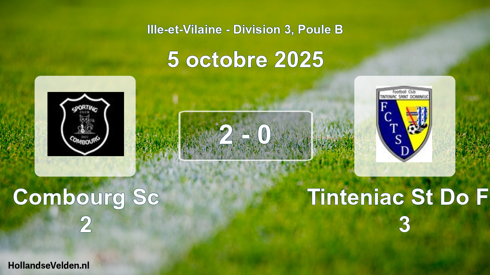 Gespeelde wedstrijd: Combourg Sc 2 - Tinteniac St Do Fc 3 2 - 0 (5 octobre 2025)