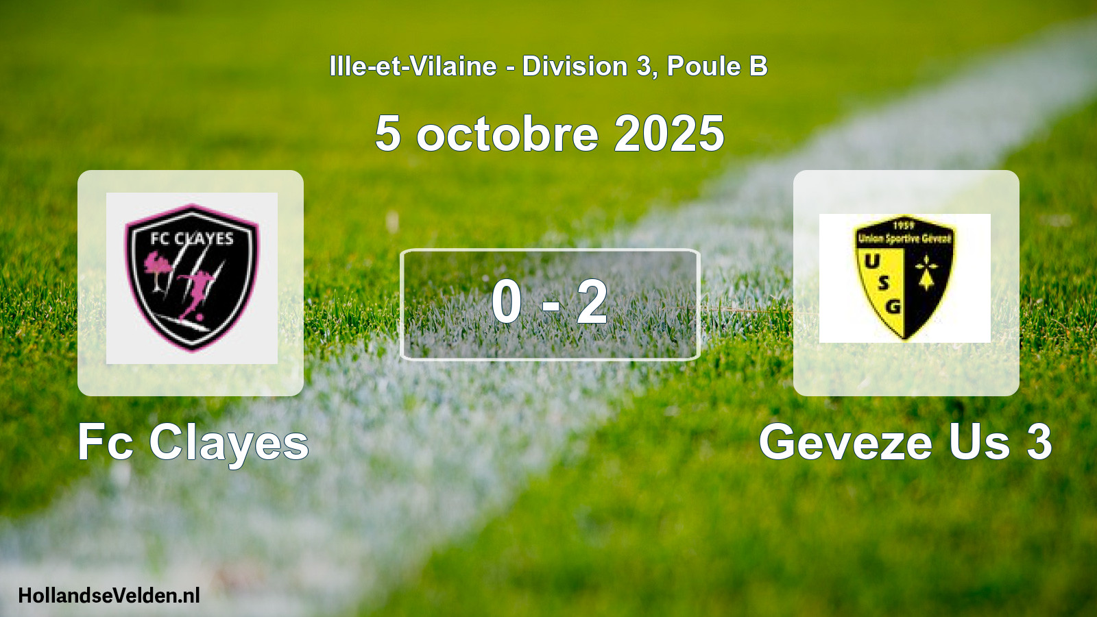 Gespeelde wedstrijd: Fc Clayes - Geveze Us 3 0 - 2 (5 octobre 2025)